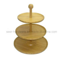 Tres capas de ornamento de bambú Snack Plate (se060)